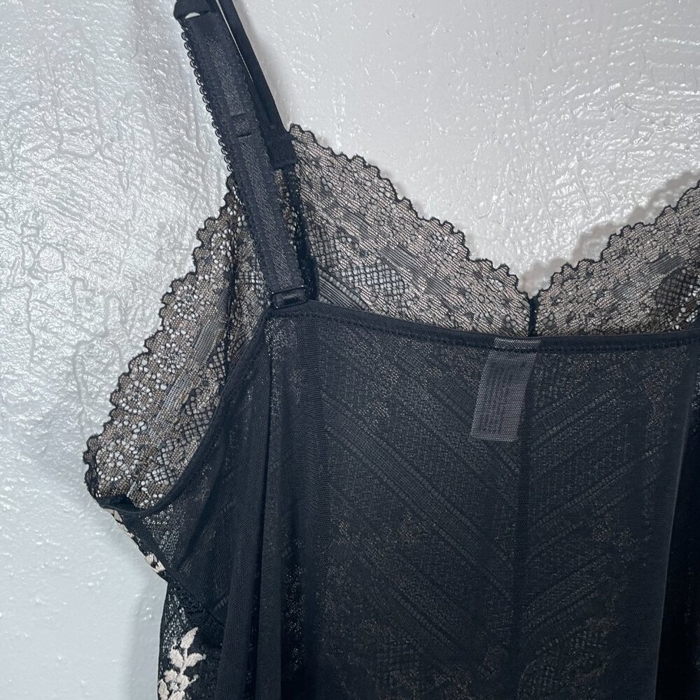 Wacoal Women XL Black Embrace Lace Sheer Chemise Slip Coquette Feminine Regency - Picture 8 of 10